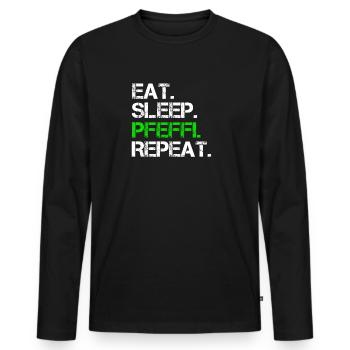 Eat Sleep Pfeffi Repeat - T-shirt manches longues Premium bio Homme - noir - Devant - Nico (187cm)