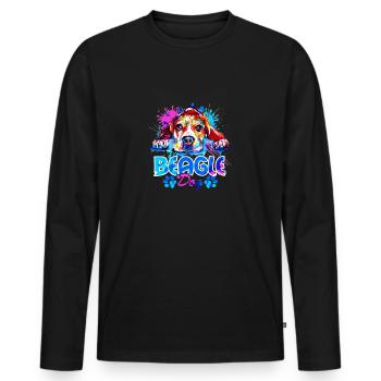 Beagle-Hund bunt - Männer Premium Bio Langarmshirt - Schwarz - Vorne - Nico (187cm)