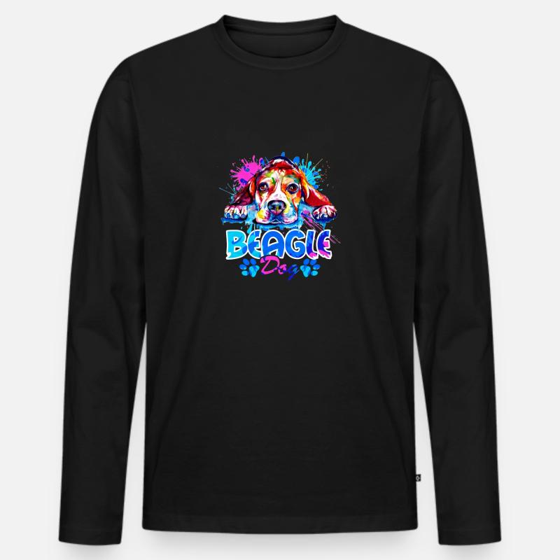 Beagle-Hund bunt - Männer Premium Bio Langarmshirt - Schwarz