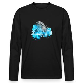 Delphin-Aquarell - Männer Premium Bio Langarmshirt - Schwarz - Vorne - Nico (187cm)
