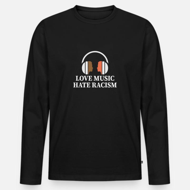 Kein Rassismus - Männer Premium Bio Langarmshirt - Schwarz