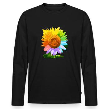 Art de tournesol mignon - T-shirt manches longues Premium bio Homme - noir - Devant - Nico (187cm)