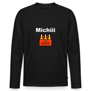 Michiii Bierkasten Meme - Männer Premium Bio Langarmshirt - Schwarz - Vorne - Nico (187cm)