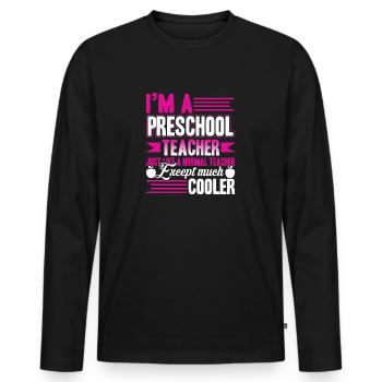 Je suis un enseignant préscolaire - T-shirt manches longues Premium bio Homme - noir - Devant - Nico (187cm)