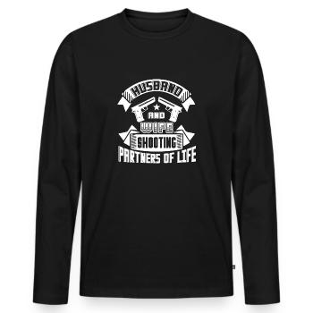 Tirer mari et femme Partenaires de tir - T-shirt manches longues Premium bio Homme - noir - Devant - Nico (187cm)