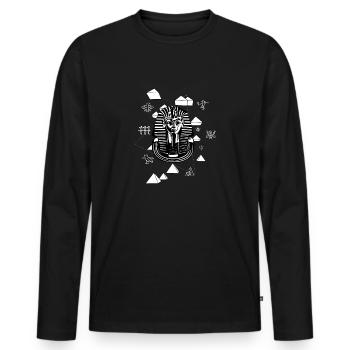 Ancient Egyptian symbols pharaoh and hieroglyphs - Men's Premium Organic Long Sleeve Shirt - black - Front - Nico (187cm)