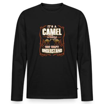 Chameau c'est une chose de chameau - T-shirt manches longues Premium bio Homme - noir - Devant - Nico (187cm)