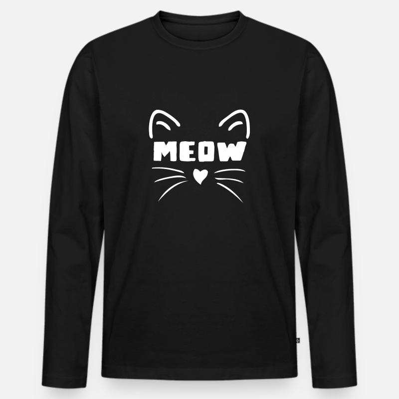 Katze - Katzengesicht Meow - Männer Premium Bio Langarmshirt - Schwarz