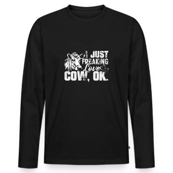 Kuh, die ich gerade Liebes-Kuh ausflippte - Männer Premium Bio Langarmshirt - Schwarz - Vorne - Nico (187cm)