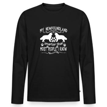 Mon Terre-Neuve est plus intelligente - T-shirt manches longues Premium bio Homme - noir - Devant - Nico (187cm)