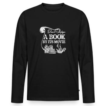 Buch Beurteile kein Buch - Männer Premium Bio Langarmshirt - Schwarz - Vorne - Nico (187cm)