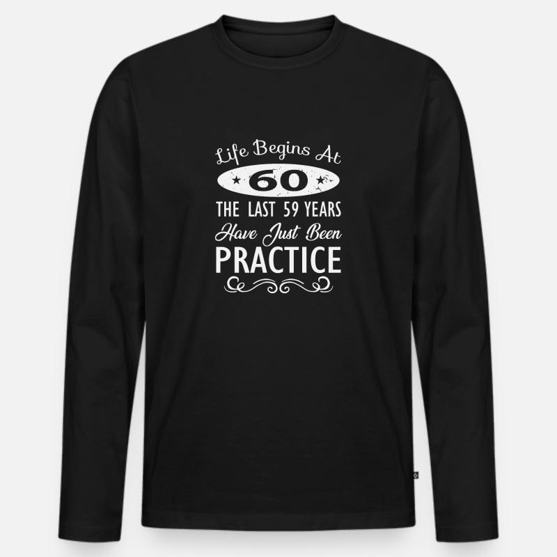 60. - Männer Premium Bio Langarmshirt - Schwarz