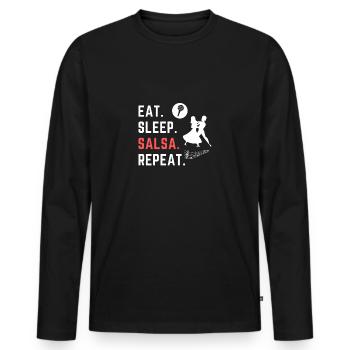 Music salsa dance Bachata dancer gift idea - Men's Premium Organic Long Sleeve Shirt - black - Front - Nico (187cm)