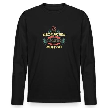 Die Geocaches nennen sich Geocaching Geocacher - Männer Premium Bio Langarmshirt - Schwarz - Vorne - Nico (187cm)