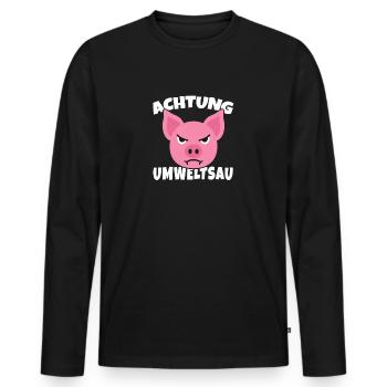 Oma ist ne Umweltsau Klimalüge Geschenk - Männer Premium Bio Langarmshirt - Schwarz - Vorne - Nico (187cm)