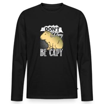 Capybara Don't Worry Be Capy - Men's Premium Organic Long Sleeve Shirt - black - Front - Nico (187cm)