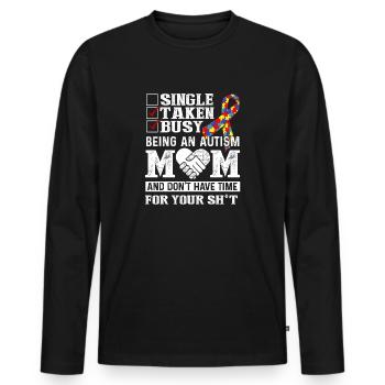 L’autisme étant une mère autiste - T-shirt manches longues Premium bio Homme - noir - Devant - Nico (187cm)