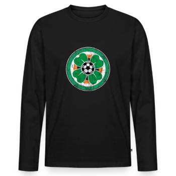 Ireland football shamrock - Men's Premium Organic Long Sleeve Shirt - black - Front - Nico (187cm)