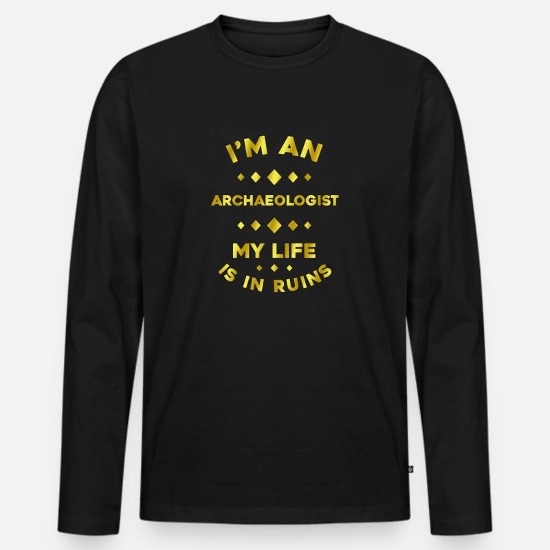 Archäologe - Männer Premium Bio Langarmshirt - Schwarz