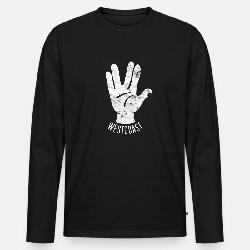 Westcoast Handzeichen - Männer Premium Bio Langarmshirt - Schwarz