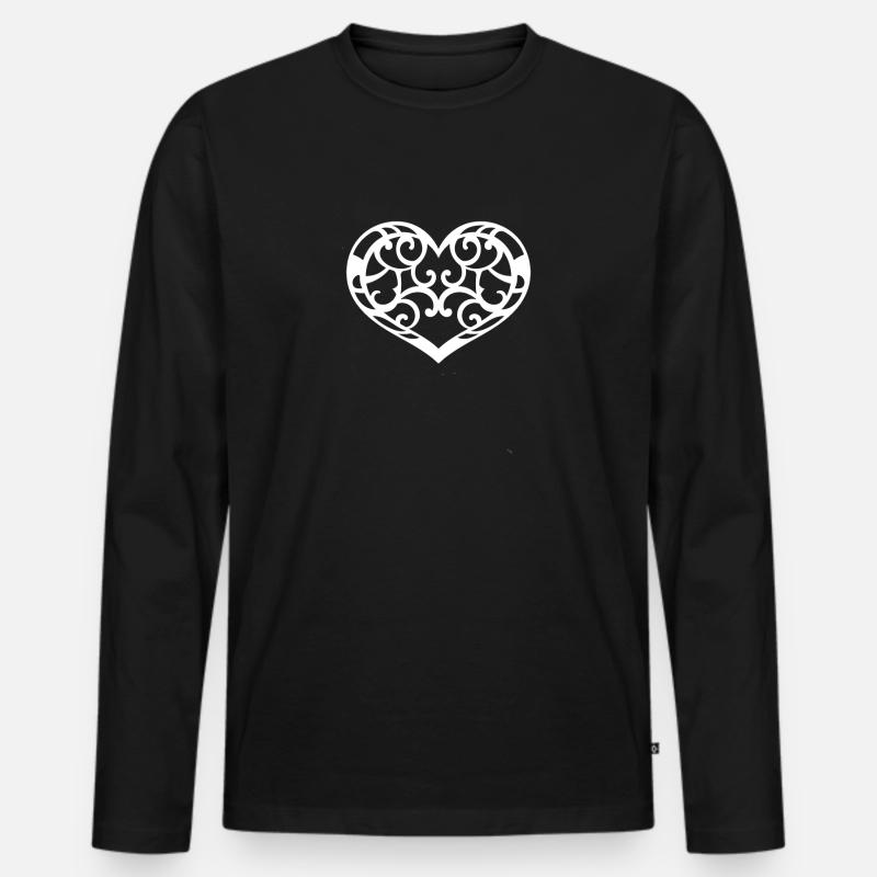 HERZ - Männer Premium Bio Langarmshirt - Schwarz