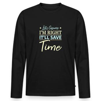 Drôle de sort - T-shirt manches longues Premium bio Homme - noir - Devant - Nico (187cm)