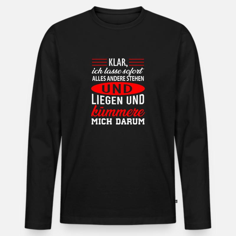 Lustiger Spruch Arbeit - Männer Premium Bio Langarmshirt - Schwarz