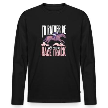 Course de chevaux cheval cheval Jockey Hippodrome - T-shirt manches longues Premium bio Homme - noir - Devant - Nico (187cm)