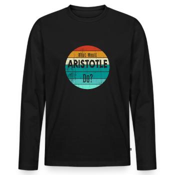 Was würde Aristoteles tun? - Männer Premium Bio Langarmshirt - Schwarz - Vorne - Nico (187cm)