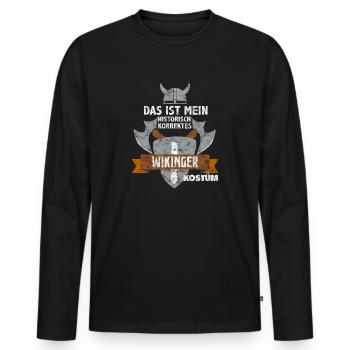 Wikinger Kostüm lustig Verkleidung - Männer Premium Bio Langarmshirt - Schwarz - Vorne - Nico (187cm)