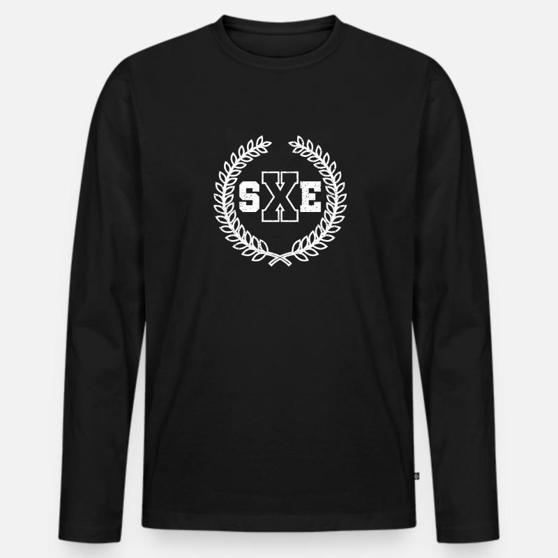 Lorbeerbesatzung geradlinig - Männer Premium Bio Langarmshirt - Schwarz