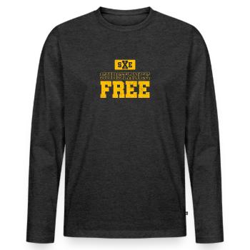 Substance free straight edge crew - Men's Premium Organic Long Sleeve Shirt - heather anthracite - Front - Nico (187cm)