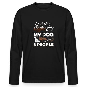 I like coffe Dog Kaffeetrinker Hundefreund Kaffee - Männer Premium Bio Langarmshirt - Schwarz - Vorne - Nico (187cm)