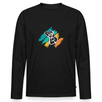 Photograph - Männer Premium Bio Langarmshirt - Schwarz - Vorne - Nico (187cm)