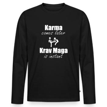 Karma Krav Maga - Männer Premium Bio Langarmshirt - Schwarz - Vorne - Nico (187cm)