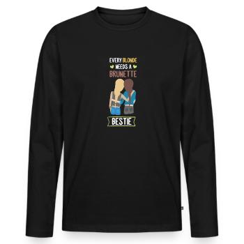 ABF Best Friends Blonde Brunette Bestie Shirt - Men's Premium Organic Long Sleeve Shirt - black - Front - Nico (187cm)