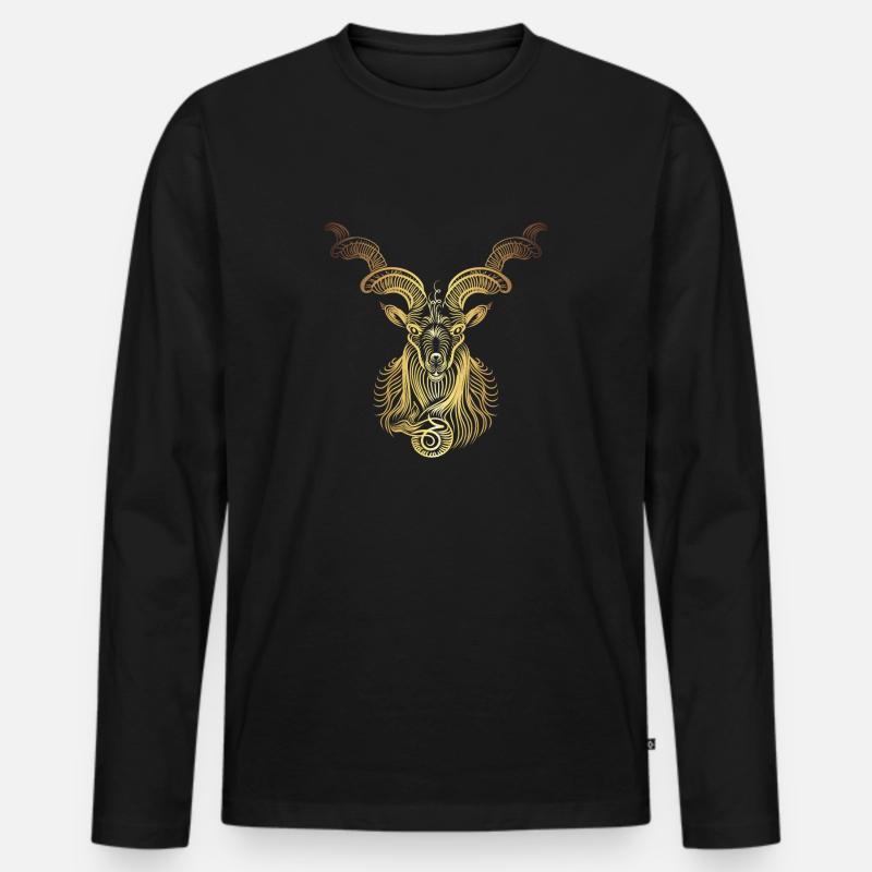 Capricorn Steinbock Sternzeichen Geschenk - Männer Premium Bio Langarmshirt - Schwarz