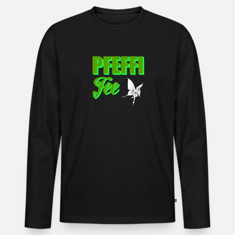 Pfeffi geht immer Pfefferminz Schnaps Party Saufen - Männer Premium Bio Langarmshirt - Schwarz
