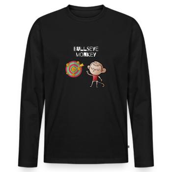 Singe Bullseye - singe effronté sur un jeu de fléchettes - T-shirt manches longues Premium bio Homme - noir - Devant - Nico (187cm)