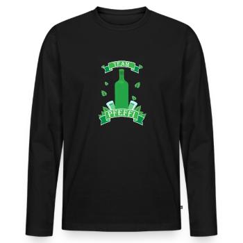 Pfeffi geht immer Pfeffi Saufen Sprüche Geschenk - Männer Premium Bio Langarmshirt - Schwarz - Vorne - Nico (187cm)