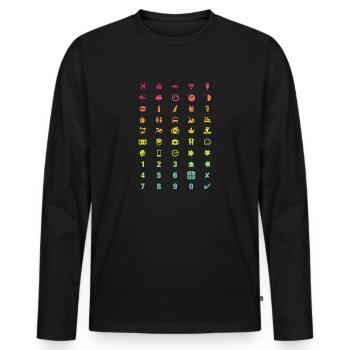 Icônes de traducteur de voyage de tourisme - Full Moon Party - T-shirt manches longues Premium bio Homme - noir - Devant - Nico (187cm)
