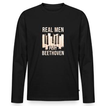 Beethoven - T-shirt manches longues Premium bio Homme - noir - Devant - Nico (187cm)