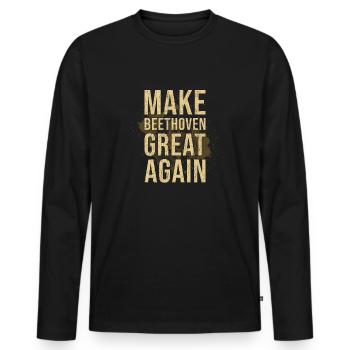 Beethoven - T-shirt manches longues Premium bio Homme - noir - Devant - Nico (187cm)