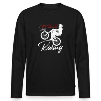 I Wheelie Like Riding - jeu de motos - T-shirt manches longues Premium bio Homme - noir - Devant - Nico (187cm)