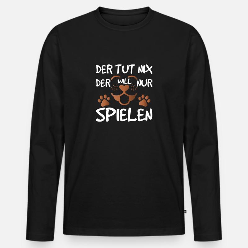 Der will nur spielen - Männer Premium Bio Langarmshirt - Schwarz