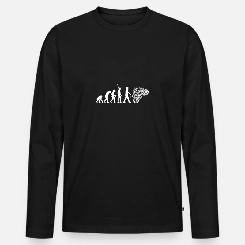 Motorrad Evolution Affe Rennmaschine - Männer Premium Bio Langarmshirt - Schwarz