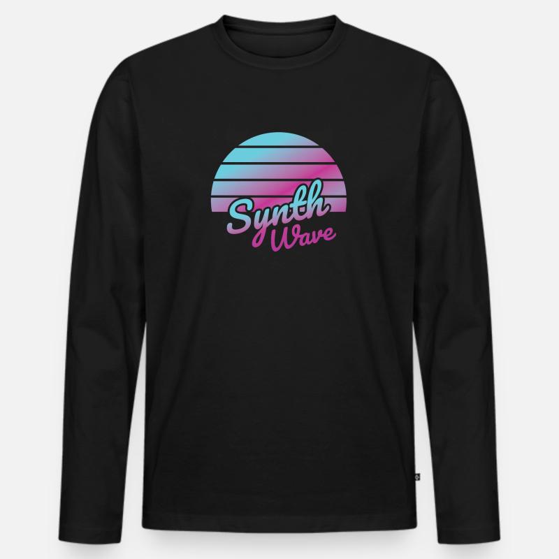 Synth Wave Musikliebhaber - Männer Premium Bio Langarmshirt - Schwarz