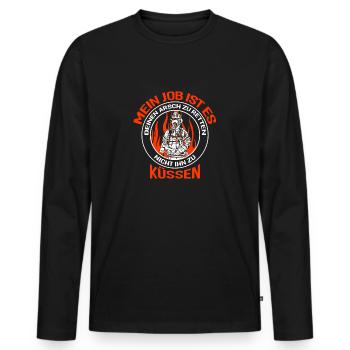 Mein Job ist es Feuerwehrmann Sprüche. - Männer Premium Bio Langarmshirt - Schwarz - Vorne - Nico (187cm)
