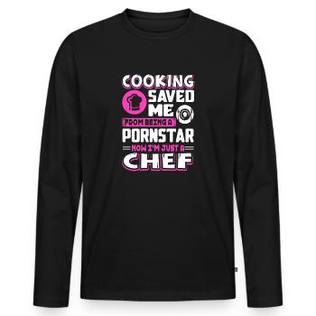 Chef, je suis juste un chef - T-shirt manches longues Premium bio Homme - noir - Devant - Nico (187cm)