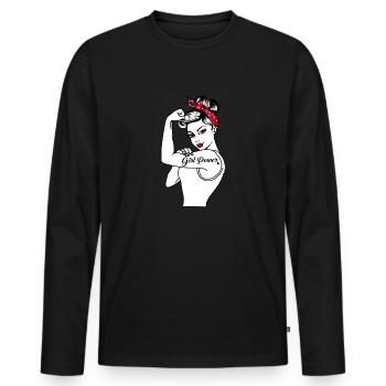 Girl Power GRL PWR Pin up Retro rockabilly - Männer Premium Bio Langarmshirt - Schwarz - Vorne - Nico (187cm)